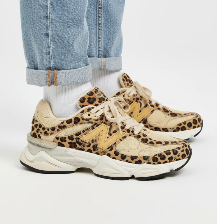 New Balance 9060 Beige Leopard Print